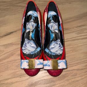 Chic Red and Gold Women's Heels